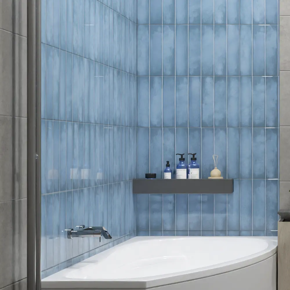 Плитка настенная Azori Cruise Sky 31.5×63 см голубая глянцевая 89401964 STLM-1564163