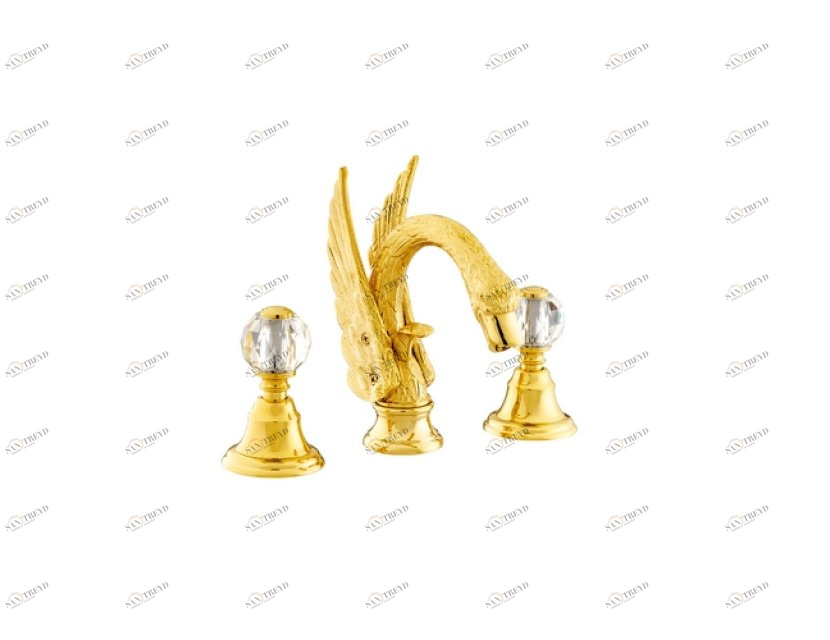 039142.000.50 Раковина с тремя отверстиями и кристаллами swarovski swan series Яркий хром Mestre