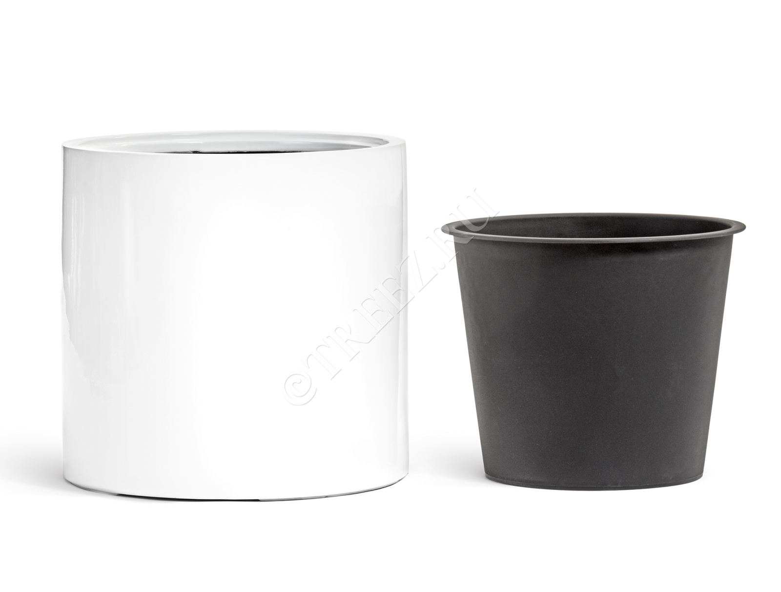 41.3320-05-038-WH-31 Кашпо  Effectory - серия Gloss - Цилиндр - Белый глянцевый лак Цветочная коллекция  - Вид №3