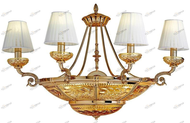 Possoni Illuminazione Аппликация из чистого золота с янтарными кристаллами и абажурами Michelangelo 3999/a4+4