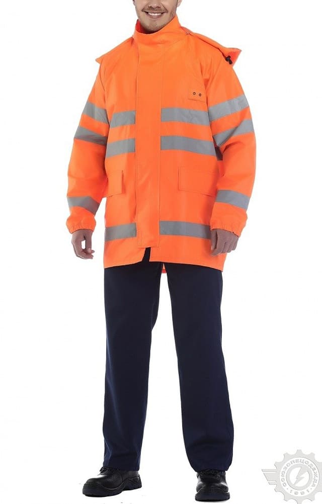 65806 Куртка-ветровка с СВП оранжевая  Непромокаемая спецодежда  размер 48-50/182-188  - Вид №3