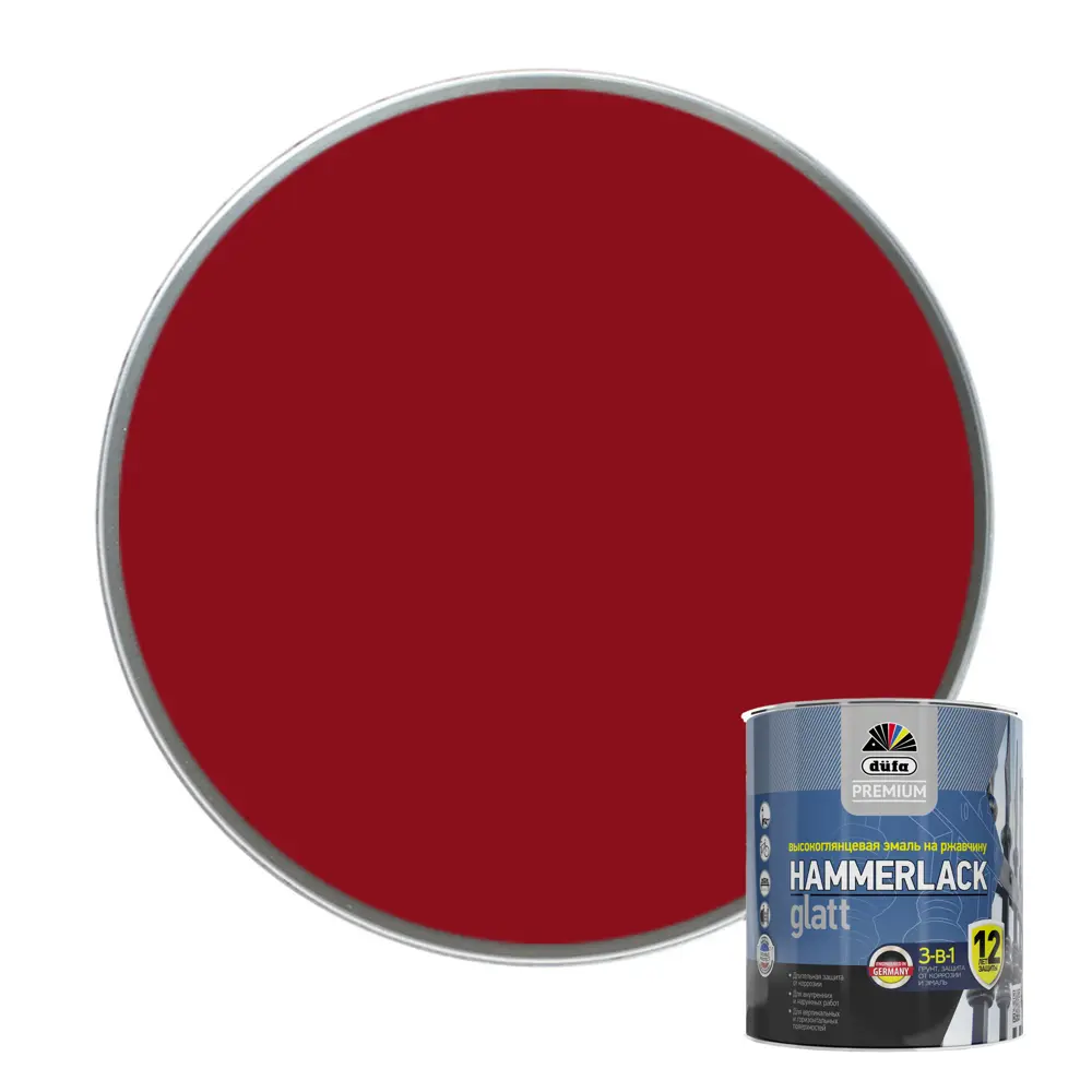 Эмаль по ржавчине 3 в 1 Dufa Hammerlack гладкая цвет винно-красный 0.75 л 82821004 STLM-2185665 