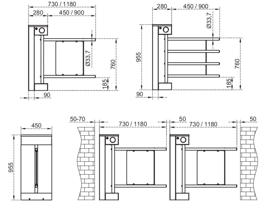 Турникет из нержавеющей стали CAME 705 E N1-S ARCH-00071558 - Вид №2