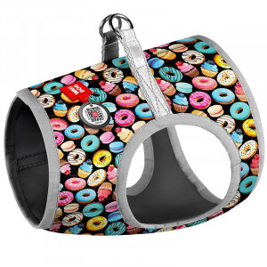 ПР0053674 Шлейка для собак Waudog с рисунком Пончики (S1, обхват груди 40-45см, обхват шеи 29-31см) COLLAR