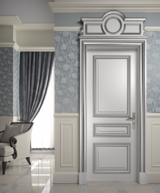 V3-3 Tifernoit Лакированная дверь с серебряными рамами Porte 