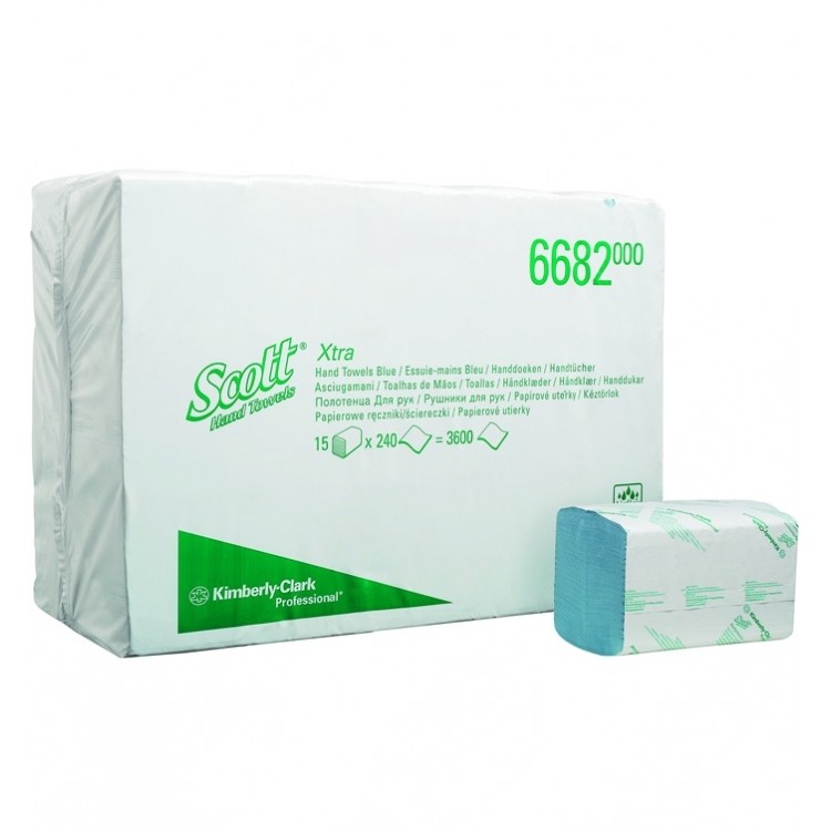 6682 Kimberly Clark Полотенца бумажные листовые Kimberly Clark Scott Extra 6682 Z-сложения 1-слойные пачка по 240 листов 