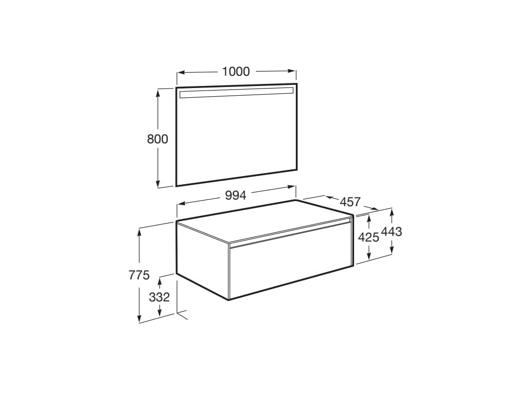 Деревянный одиночный умывальник с зеркалом Roca Ona ARCH-00036665 - Вид №26