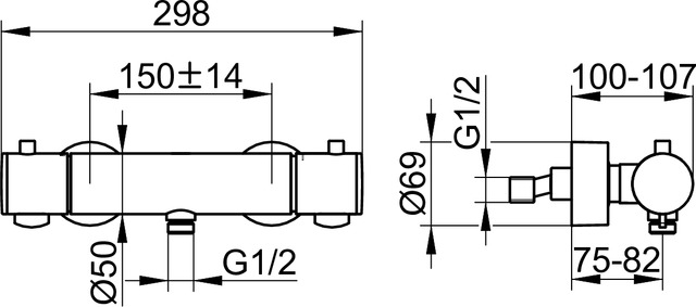 54926170100 Смеситель с термостатом для душа DN 15 KEUCO Plan - Вид №2