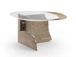 Журнальный столик из травертина и стекла