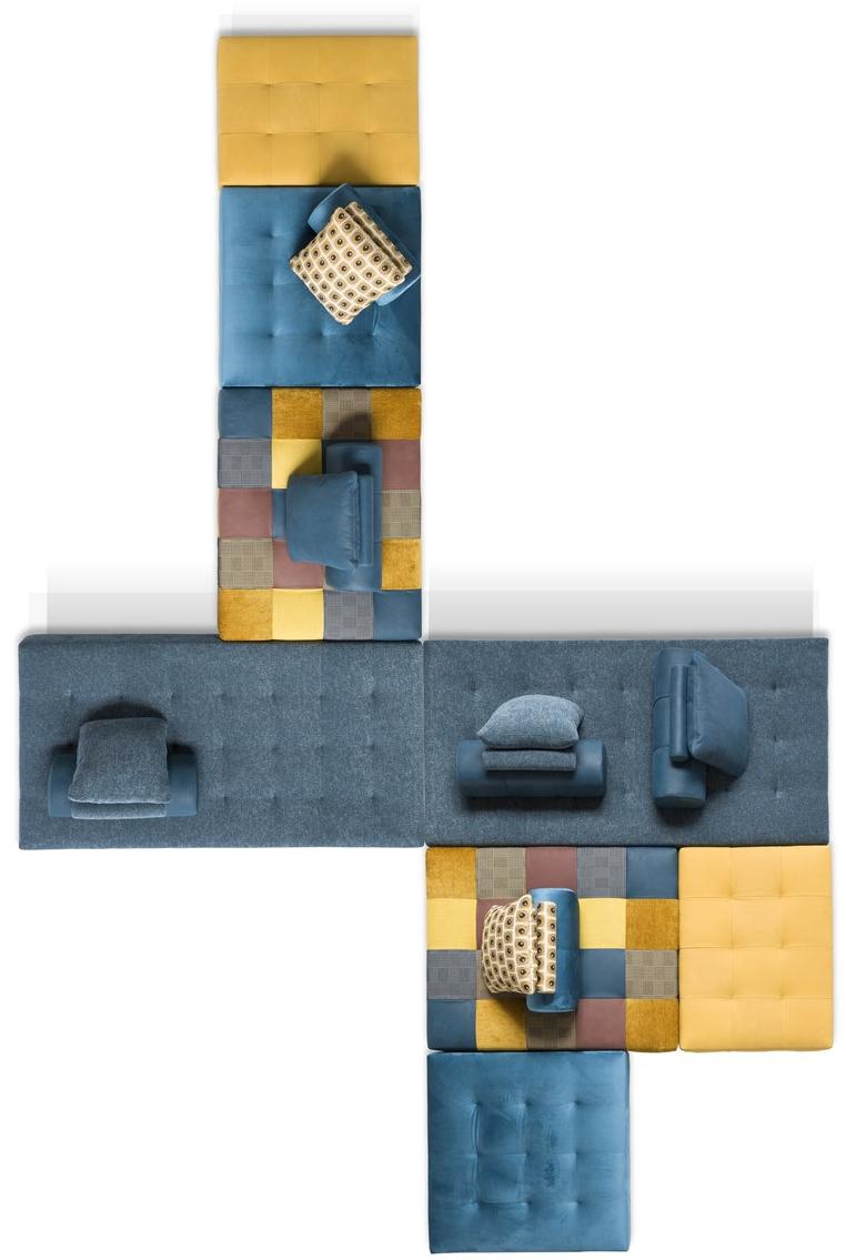 Egoitaliano Модульный диван из кожи и ткани L'ego sun-id-1346094 - Вид №8